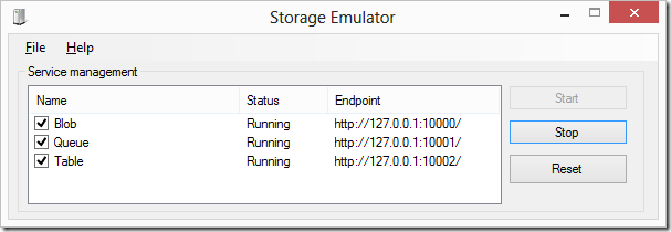 using azure storage emulator